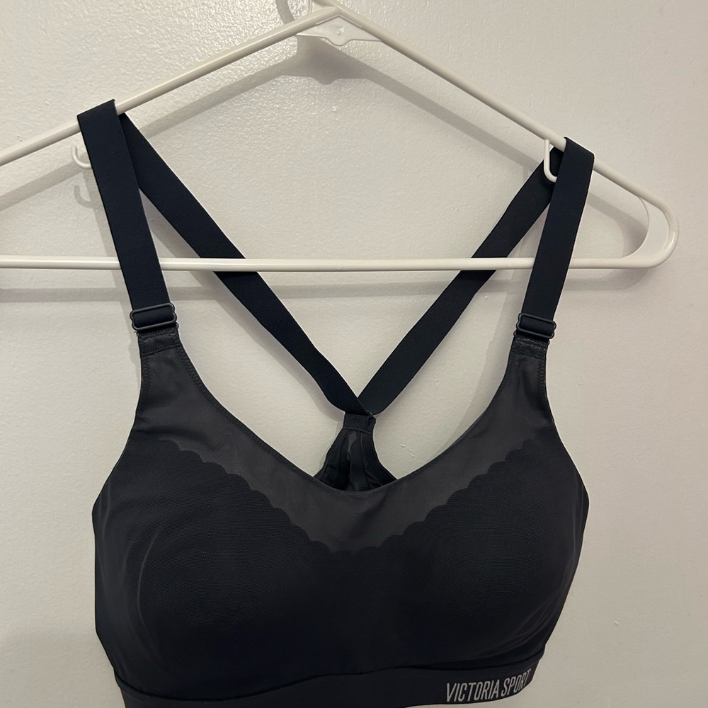 Victoria's Secret Dark Gray Sports Bra with Cross-Back Design
